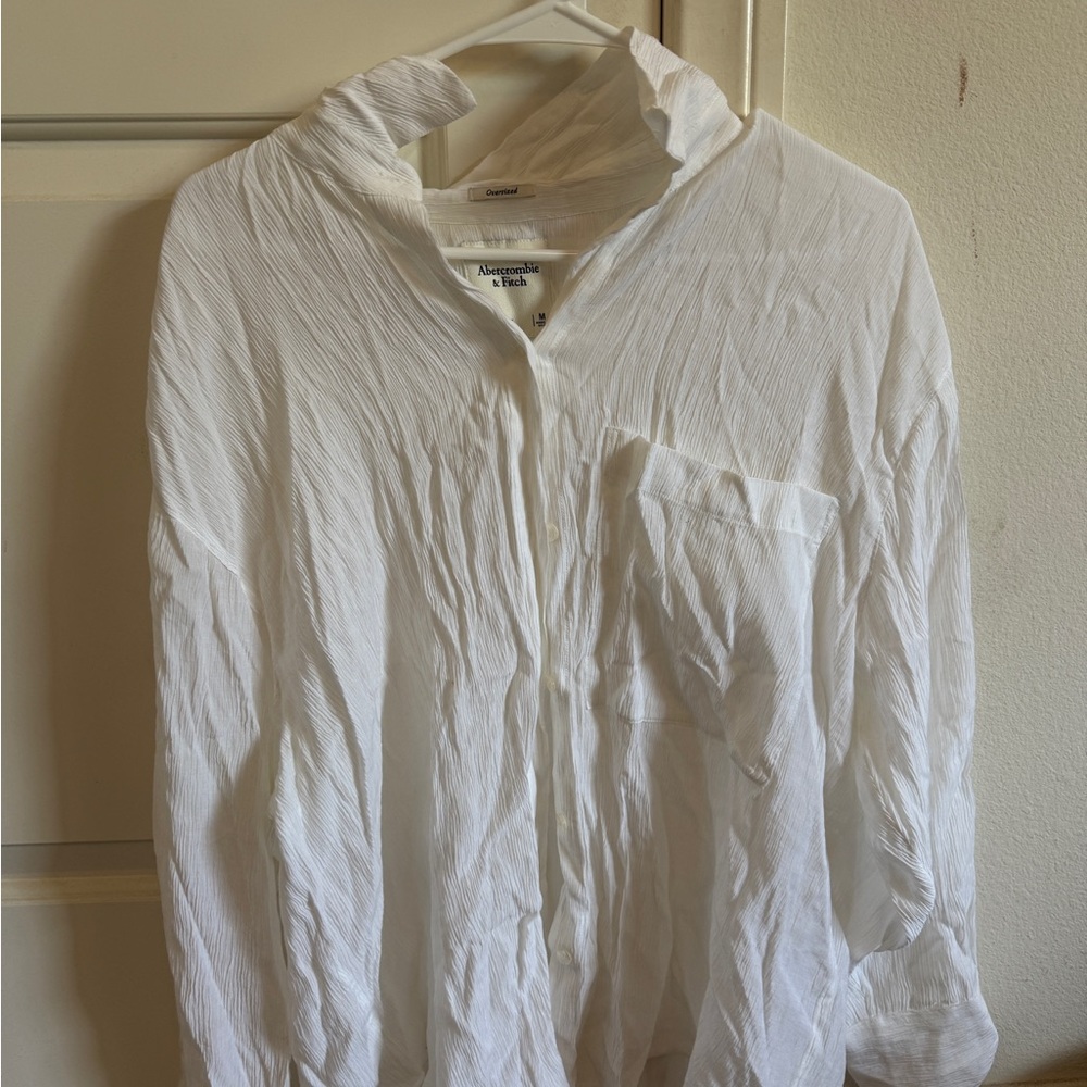 Abercrombie and Fitch loose white button up shirt